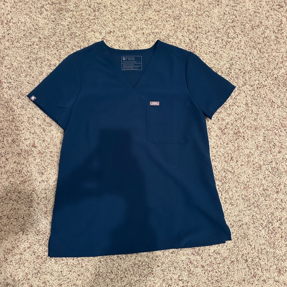Figs Navy V-Neck Scrub Top